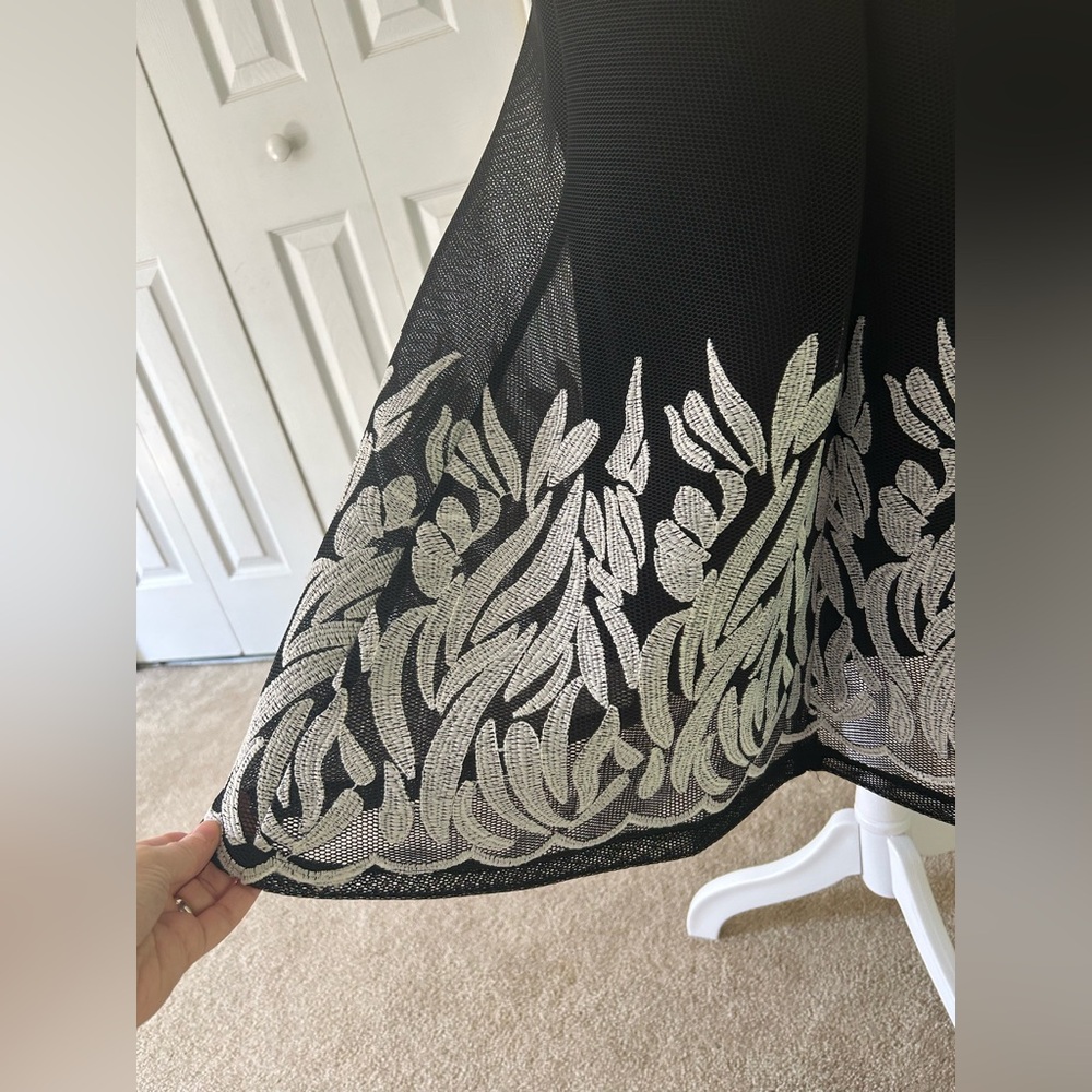 Embroidered Mesh Sleeveless Fit-and-flare Dress - Picture 7 of 11